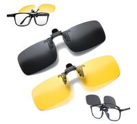 SYEYCW 2 Pièces Clip Lunettes de Soleil Polarisées, 1 Vision de Jour et 1 Vision de Nuit Lunettes de Soleil, Anti-Eblouissement, pour Hommes Femmes pour la Conduite et Les Activités de Plein Air