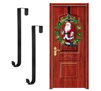 SYEYCW 2 Pièces Crochet Couronne de Noel Porte, 31cm Crochets à Couronnes, Crochet de Porte De Noël pour Porte d'Entrée, pour Décoration de Noël, Halloween, Décorations de Noël en Plein Air (Noir)