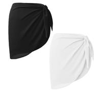 SYEYCW 2 Pièces Jupe de Plage Femme, Pareo Femme Plage, Femme Sarong Couverture de Bikini Jupes Wrap, Mousseline Wrap de Plage, Noir & Blanc Wrap de Plage de Femmes, pour Maillot de Bain en Mousseline