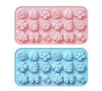 SYEYCW 2 Pièces Moules à Fondants Fleurs Silicone, Moule a Chocolat 18 Cavités en Forme de Feuille de Fleur, pour Bricolage pour Biscuits, Fondant, Dessert, Glaçons