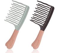 SYEYCW 2 Pièces Peigne Pour Cheveux Bouclés, Peigne Ondulé À Double Rangée Avec Dents Larges, Effet Anti-Traction, Glide Doux pour Cheveux Bouclés, Ondulés Et Longs