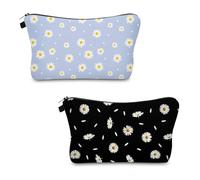 SYEYCW 2 Pièces Petite Trousse Maquillage, Cosmétiques à Glissière Portable, Trousse de Toilette Femme Imperméable à Motif Floral, Sac de Organiseur Cosmétique Femme, pour Voyage et Quotidien