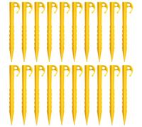 SYEYCW 20 Pièces Piquets de Tente en Plastique, Durables Piquets de Tente Spirale, Crochet de Piquet de Camping Jaune, 14.5cm Sardines Tente Camping, pour Auvents de Camping, Jardin