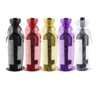 SYEYCW 20 Pièces Sacs-Cadeaux de Bouteille de vin Cinch, 37 × 14 cm Réutilisable Sacs de Gaze avec Cordon de Serrage, pour Mariage, Anniversaire, Fête de Naissance, Noël, Bonbons, 5 Couleurs