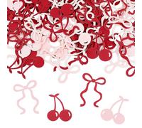 SYEYCW 200 Pièces Confettis Cerise et Nœud, Confettis en Papier Rose Rouge, Décoration de Table en Papier Cerises, pour Fiançailles, Mariage, Anniversaire, Fête, Fournitures de Décoration