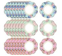 SYEYCW 24 Pièces Assiette Carton Anniversaire, Assiettes en Papier à Motifs Floraux Vintage, Mignonnes et Jolies, pour Goûter, Fête du Thé, Anniversaire, Mariage, Fête des Mères, Anniversaires