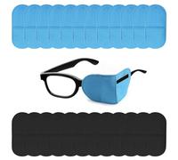 SYEYCW 24 Pièces Cache Oeil pour Lunettes, Réutilisable Cache Oeil de Medical, pour Couvrir les Yeux et Améliorer la Vision, pour Enfants et Adultes Souffrant d'Amblyopie et de Strabisme (Noir, Bleu)