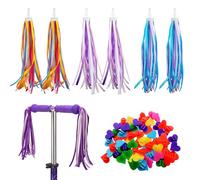 SYEYCW 3 Paire Vélo Guidon Streamers, avec 35 Pièces Clips Colorés pour Rayons de Vélo, Accessoires Velo Enfant Colorés, Scooter Accessoires Adaptés aux Vélos, Scooters et Tricycles pour Enfants