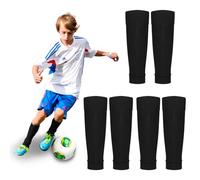 SYEYCW 3 Paires Manchons de Chaussettes pour Enfants, Noir Protège-Tibia Chaussettes de Football Élastiques, 32 cm Chaussettes Coupées Foot, Enveloppant Chaussette de Sport, pour Les 130-150 cm Taille
