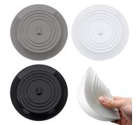 SYEYCW 3 Pièces Bouchons pour Baignoire Silicone, 15.3 cm, Noir, Blanc, Gris