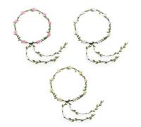 SYEYCW 3 Pièces Couronner Fleur Cheveux, Bandeau Guirlande, Artificiel Floral Serre Tête Headband pour Femmes Filles, pour Mariée Mariage, Festival, Noël Fête, Blanc, Rose, Champagne