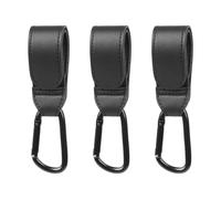 SYEYCW 3 Pièces Crochets de Poussettes, Noir Attache Poussette avec Mousqueton en Métal, Ajustement Universel Crochets, Accroche Accessoire pour Sac à Langer, Sacs de Courses, Sac à Dos