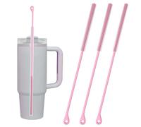 SYEYCW 3 Pièces Goupillon Paille Silicone, 24cm Extra Longue Nettoyeur de Paille, Réutilisable Brosses de Nettoyage des Crevasses, pour Pailles en Verre, Métal, Smoothie et Gobelet, 6mm, 9mm, Rose