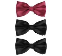 SYEYCW 3 Pièces Nœud Papillon, Noeuds Papillon Pré-Noué pour Hommes, Nœud Papillon Formel Réglable, Nœud Papillon de Couleur Unie avec Crochet, pour Fête, Mariage, Dîner, Bal, Noir, Vin Rouge