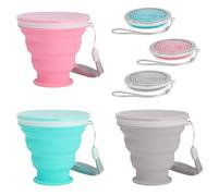SYEYCW 3 Pièces Tasse de Voyage Pliable, Gobelet Pliable en Silicone, Silicone Portables Réutilisables, avec Couvercle Hermétique, pour Pique-Nique, Camping, Randonnée, Voyage, 3 Couleurs
