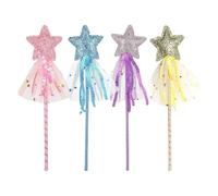 SYEYCW 4 Pièces Baguette de Fée, Baguette Princesse des Étoiles, Princesse Costume Accessoires, pour Noël, Halloween, Fête Danniversaire, Anniversaires, Festivals et Bals Masqués