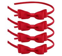 SYEYCW 4 Pièces Bandeaux à Nœuds Rouges pour Filles, Accessoires pour Cheveux avec Nœud, Accessoires de Serre-Tête pour Enfants, Bandeaux de Cheveux pour Filles, pour Fête, Anniversaire, Noel