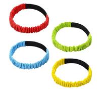 SYEYCW 4 Pièces Bandes de Course à 3 Pattes pour Adultes Enfants, Bande de Course à Trois Jambes Pied Élastique avec Adhésifs Magiques, pour Relais Carnaval, Jeux d'Équipe, 4 Couleurs