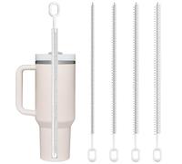 SYEYCW 4 Pièces Goupillon Paille, Extra Longue Brosse Nettoyeur Paille avec Anneau, Brosse Pailles Réutilisable pour Pailles Verre, pour Pailles en Verre, Métal, Smoothie, Théières et Gobelet
