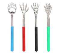 SYEYCW 4 Pièces Gratte Dos Télescopique, Acier Inoxydable Gratte-Dos Télescopique, Gratte Dos Extensible Portatif, avec Grip en Caoutchouc Doux, pour Massage de la Tête et du Dos et des Doigts