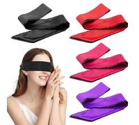 SYEYCW 4 Pièces Masque pour Les Yeux en Satin Doux, Masques de Sommeil, Réglable Masque de Sommeil Satin, pour Couples, Voyage, Jeux, Cadeau de Saint-Valentin, Rose, Noir, Bourgogne, Pourpre