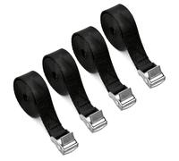 SYEYCW 4 Pièces Noir Sangles d'Arrimage, 1M x 20mm Sangle à Cliquet, Sangle d'Arrimage avec Boucle en Alliage de Zinc, pour Moto, Voiture, Bagages, Porte Velo, Déménagement Puissance de Traction