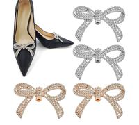 SYEYCW 4 Pièces Pinces à Chaussures en Strass, Strass Nœud Chaussures Clips de Mariage, Cristal Chaussure Boucle, Élégance Détachables Pinces à Chaussures, pour Mariage Bal Fête Port Quotidien