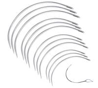 SYEYCW 40 Pièces Aiguille Courbe Cuir, 51, 64, 76, 89 mm Courbé Outils, Kit de Aiguilles à Coudre Main, Epingles à Perruque en Forme de C, pour la Couture, Réparation Tapis, Cuir, Tissage