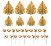 SYEYCW 48 Pièces Or Décoration de Gâteau, 8 Pièces Décorations de Gâteau Feuilles de Palmier, 40 Pièces Balle Gâteau Topper, DIY d'Insert Decoration Gateau, pour Mariage, Anniversaire Fête