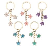 SYEYCW 5 Pièces Porte Clef, Porte-Clés en Forme de Fleur, Charme de Sac de Trousque en Or Fleur, Bijoux de Sac a Main Femme, Accessoires de Porte-Clés Charmes, pour les Filles Cadeau pour les Femmes