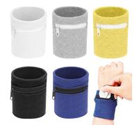 SYEYCW 5 pièces Porte-clés de poignet, porte-clés pour course avec fermeture éclair, bandes anti-transpiration légères pour poignet, porte-monnaie sportif pour pièces et clés, pour course, basketball