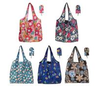 SYEYCW 5 Pièces Sac de Courses Pliable, Sac à Provisions Réutilisable, Sacs à Provisions Imperméables et Anti-Plis, Sacs à Provisions Pliables et Écologiques, pour un Usage Quotidien, Voyage Stockage