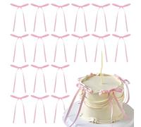 SYEYCW 50 Pièces Deco Gateau Noeud, Rose Cake Topper Avec Noeud, Décorations de Gâteau en Forme de Nœud, Noeud Rose pour Mariage, Fête de la Mariée, Anniversaire, Commémoration, Saint Valentin