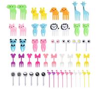 SYEYCW 50 Pièces Fourchettes à Fruits Animaux, Mini Fourchettes en Plastique pour Enfants, Animaux Réutilisables Fourchettes, Caricature Cure-Dents pour Déjeuner, Bento, Dessert (Couleurs aléatoires)