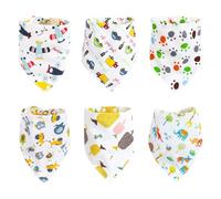 SYEYCW 6 Pièces Bavoirs Bebe Naissance, Bavoirs Bebe Triangle avec 2 Bouton Réglable, Soft et Absorption, Bébé Bavoir Triangle pour Bébés, Tout-Petits et Nouveau-Nés Garçons, pour Unisexe Bébé