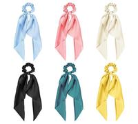 SYEYCW 6 Pièces Chouchous Satin Soie Élastique Bandes, Bandes de Cheveux Élastiques Élastiques en Satin, Porte-Queue de Cheval de Mode Accessoires de Cheveux Sucrés pour les Femmes Filles