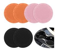 SYEYCW 6 Pièces Dessous Verre Voiture, Sous Verres Universel Anti Dérapant en Silicone, Porte-Gobelet PVC Véhicule, Accessoires d'Intérieur pour VUS, Camion, 3 Couleurs