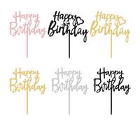 SYEYCW 6 Pièces Happy Birthday Decoration Gateau, Joyeux Anniversaire Decoration Gateau, Décoration de Gâteau Acrylique, pour Anniversaire, Fête Prénuptiale, Desserts de Fête, Pâtisseries