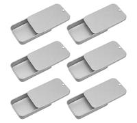 SYEYCW 6 Pièces Petite Boite Metal, Boîte à Étain avec Couvercle Coulissant, 50 × 25 × 10 mm, Boîte à Boîtes Vides Réutilisables en Argent, pour la Faveur, Cadeau, Sucreries, Baume à Lèvres, Pilule