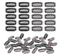 SYEYCW 60 Pièces Perruque Clips en Métal Forme U, 32mm 6 Dents avec Caoutchouc Souple pour Extensions de Cheveux DIY - pour Femmes Homme