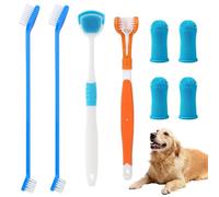SYEYCW 8 Pièces Brosse a Dent pour Chien, 360º Brosses à Doigts en Silicone, Brosses à Dents à Double et Triple Tête pour Chien, Nettoyage de Soins Dentaires, pour Petits, Moyens et Grands Animaux