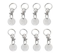 SYEYCW 8 Pièces Jeton de Caddie, Jeton Caddie Porte Clef, Jetons de Chariot en Acier Inoxydable, Jeton de Caddie Amovible comme Porte-Clés pour Chariot De Courses, Cadeaux pour la Famille et Les Amis