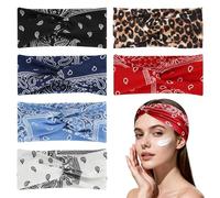 SYEYCW Lot de 6 bandeaux élastiques à cheveux pour femme - Style bohème - Imprimé tie-dye - Vintage - Antidérapant - Large et ondulé - Pour le sport, le yoga, le maquillage, le spa et les accessoires