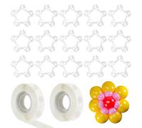 SYEYCW Lot de 60 clips pour arche de ballons, avec 2 rouleaux de 100 autocollants pour points de colle, réutilisables, multifonctionnels, en forme de fleur de prunier, pour fêtes d'anniversaire, de