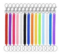 SYEYCW Porte-Clés en Spirale Extensible - 14 Pièces en Plastique pour Camping, Téléphone Portable et Articles Importants - 14 Couleurs