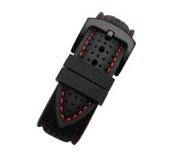 SYFCSEW Bracelet de montre étanche en caoutchouc de silicone souple et respirant for homme 20 mm 22 mm 24 mm compatible avec la chaîne de montre de sport Seiko Citizen Mido Tissot(Red line-black,23mm)