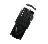SYFCSEW Bracelet de montre étanche en caoutchouc de silicone souple et respirant for homme 20 mm 22 mm 24 mm compatible avec la chaîne de montre de sport Seiko Citizen Mido Tissot(White line-silver,23