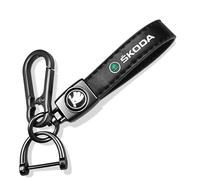 SyFednn Porte-clés Cuir Véritable Compatible avec Kodiaq, Karoq, Kamiq, Octavia, Superb, Fabia, Enyaq Porte Clef, Porte Clé Voiture Personnalisable Court