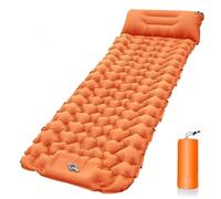 SYFFWZH Matelas Gonflable Matelas Gonflable Camping - Ultra Léger, Matelas Trekking avec Pompe Intégrée et Oreiller pour Tente, Plage, Randonnée (Couleur Orange,1)