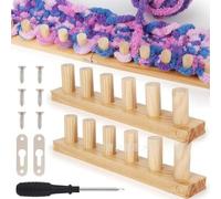 SYFFWZH Wooden Knitting Loom Kit with Installation Tools, Adjustable DIY Crafting Home Decor Easy Assembly Reusable Wooden Peg Frame Beginner Friendly Gift,